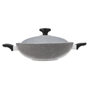 مقلاية جرانيت سافلون عميقة 2 يد + غطاء مقاس 28 Saflon Granit