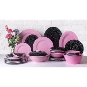 طقم عشاء ميلامين بيور اصلي 38ق مدور روز*اسود 6231