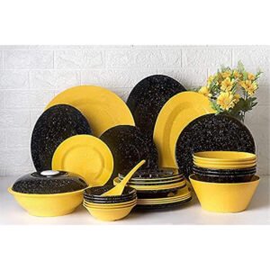 طقم عشاء ميلامين بيور اصلي 38ق مدور اصفر*اسود 6248